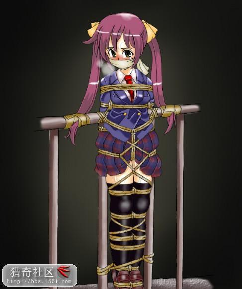 动漫KB [Boxtie,Tortoise shell tie,Gag,Japanese Female,Breast bondage,Japanese Anime,England student uniform,Stockings,lilis,wood pole bondage,3D CG,tape bondage]