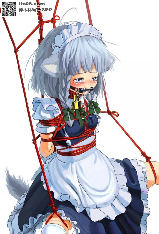 动漫 [Maid,Necomimi,Suspension ,Gag,Breast bondage,Japanese Anime,White Pantyhose,Stockings]
