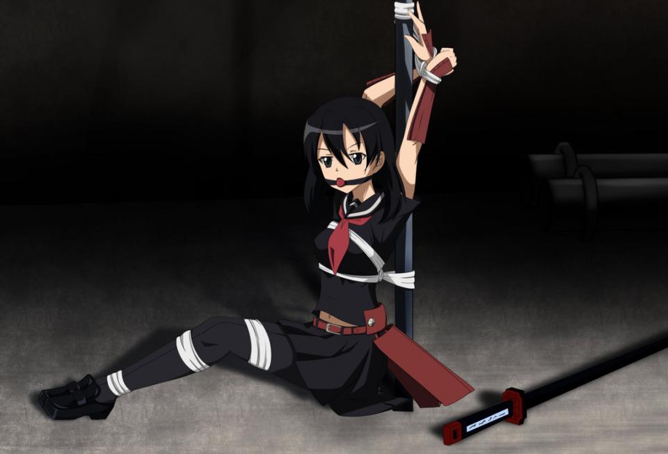 动漫捆绑 [Gag,Japanese Anime,England student uniform,wood pole bondage]