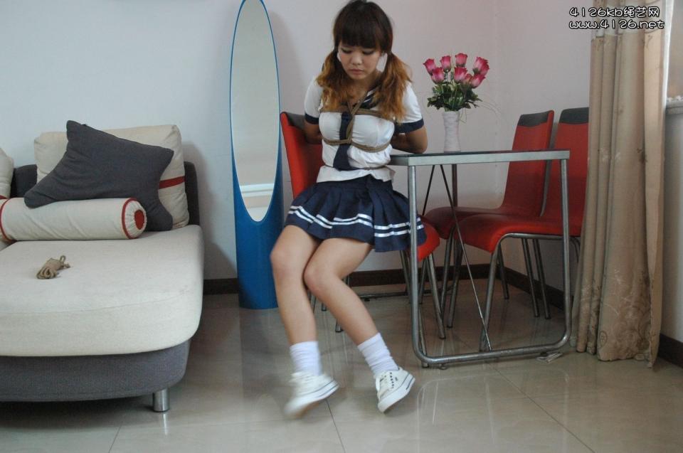 12 [Sailor suit,Breast bondage,England student uniform,Chinese Female,Bound arms behind,Canvas shoe]