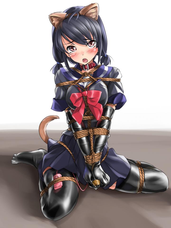 动漫束缚 [Necomimi,Tortoise shell tie,Breast bondage,Crotch rope tie,Pocket Vibrator]