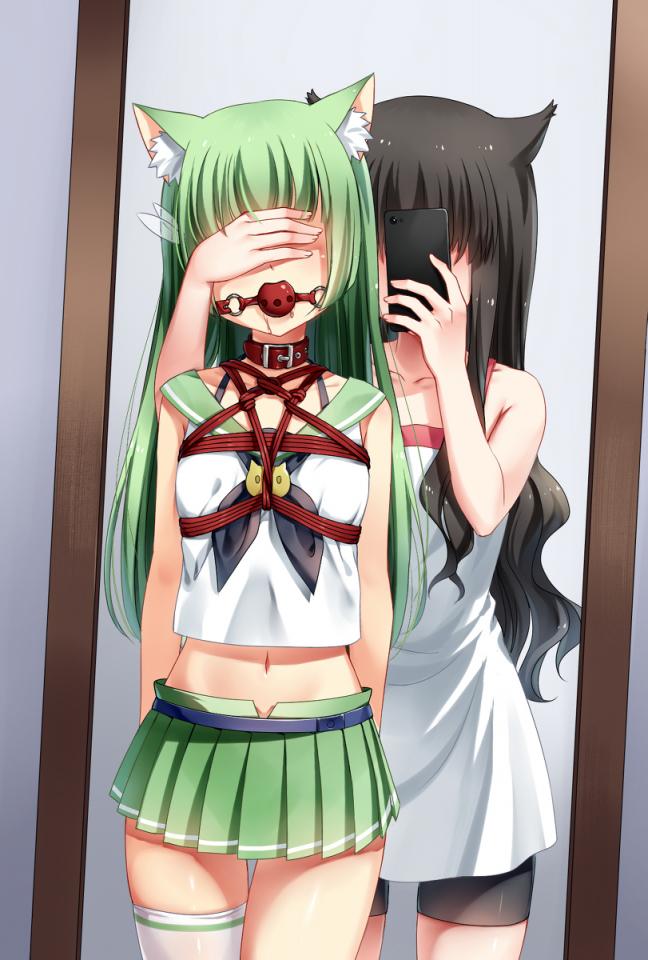  [Necomimi,Gag,Breast bondage,Japanese Anime,White Pantyhose,Stockings,Dog chain,Chinese Anime,Lesbian,microskirt]