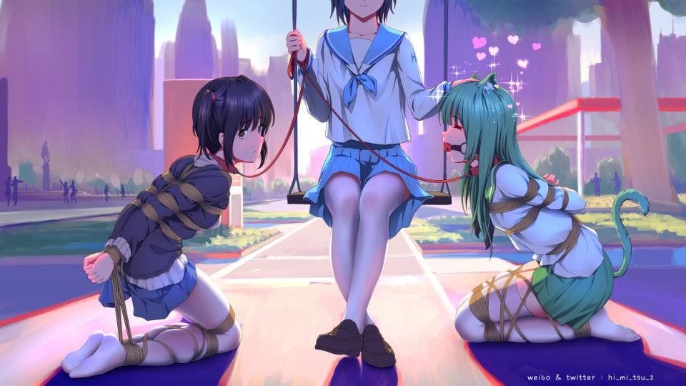  [Sailor suit,Necomimi,Gag,Breast bondage,Japanese Anime,England student uniform,White Pantyhose,Stockings,Dog chain,Crotch rope tie,White lace,Tail,ひみつ,Lesbian]