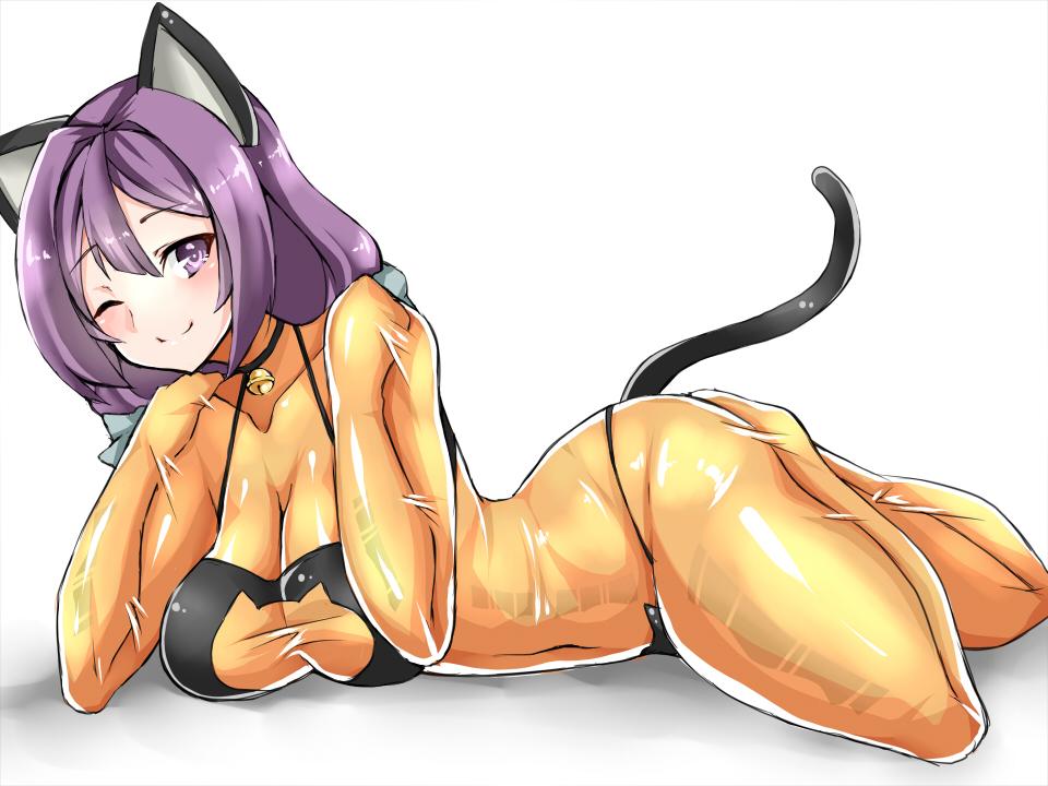  [Necomimi,Japanese Anime,latex bodysuit,Tail]