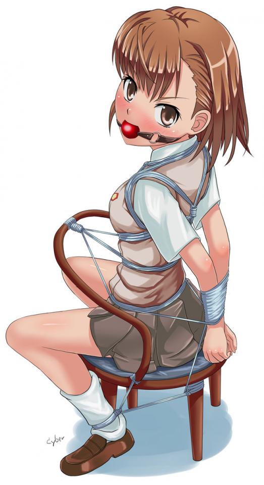  [Gag,Breast bondage,Japanese Anime,England student uniform,御坂美琴,Bound on chair]