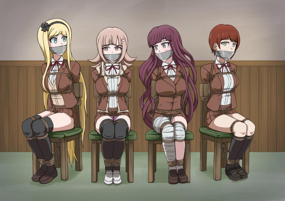  [Boxtie,Gag,Japanese Anime,England student uniform,Stockings,tape bondage,Crotch rope tie]