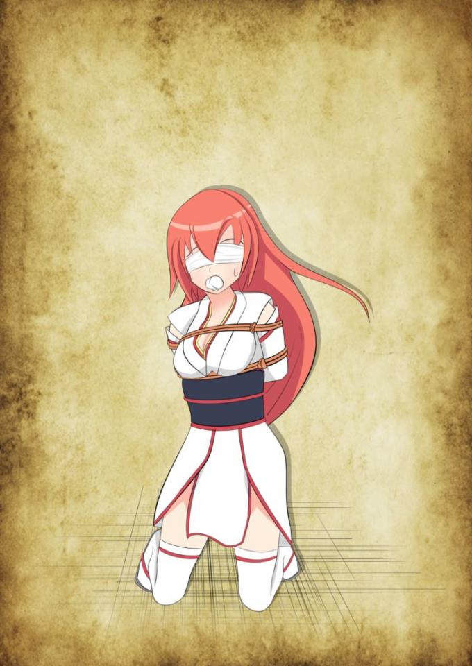  [Boxtie,Gag,Japanese Anime,White Pantyhose,Miko clothing,Blindfolded]