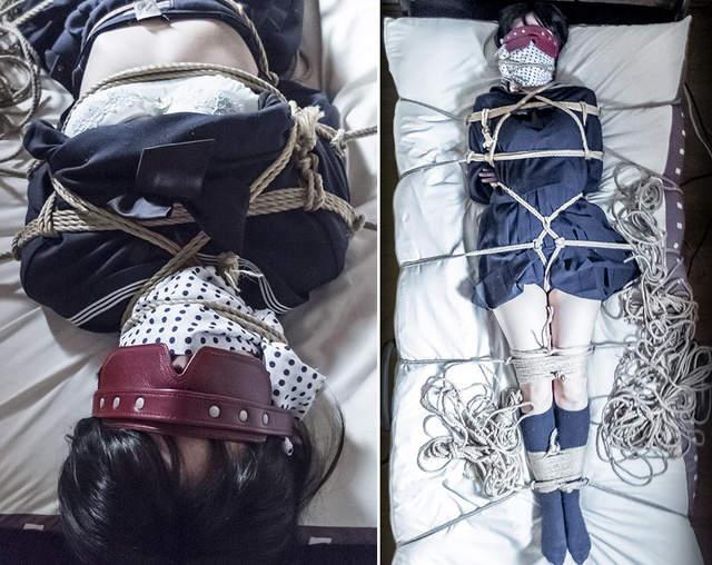  [Boxtie,Sailor suit,Gag,Japanese Female,Breast bondage,Blindfolded,Crotch rope tie,Bound arms behind]