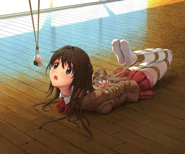 2 [Hogtie (Lying on stomach),Japanese Anime,England student uniform,White Pantyhose]