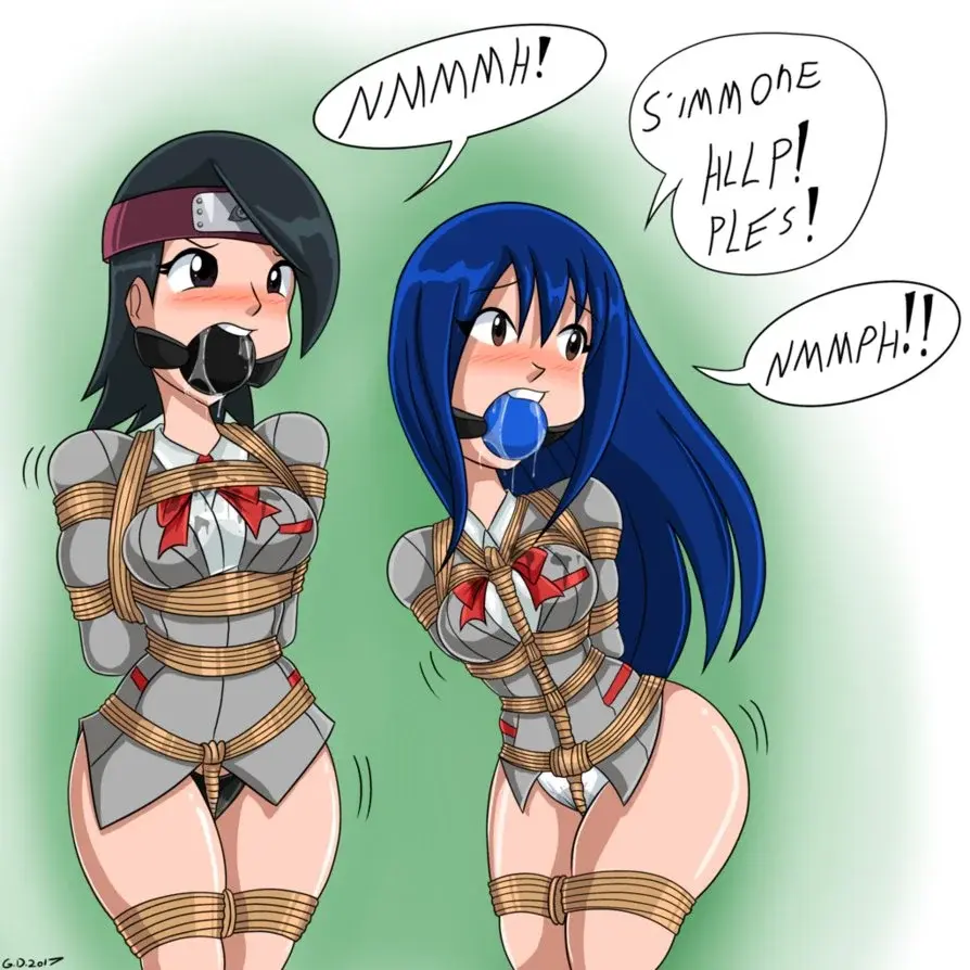  [Gag,Breast bondage,England student uniform,Crotch rope tie,Western Anime,Bound arms behind]