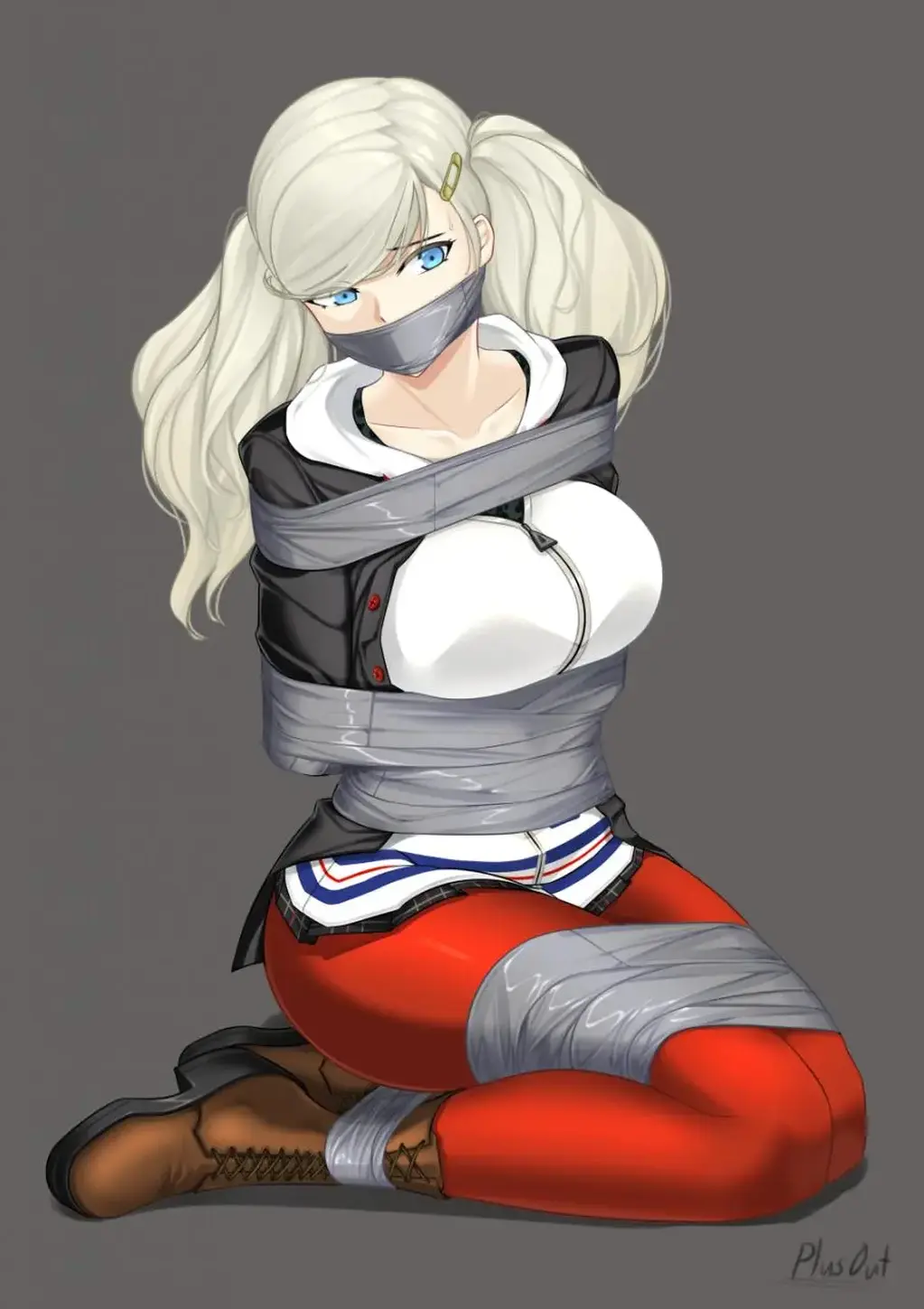  [Gag,Breast bondage,Japanese Anime,tape bondage,Bound arms behind]