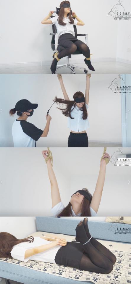 【多多洛摄影】美女总监绑架案 【多多洛绳艺摄影】<br>多多洛摄影，我们采用专业的高清摄像机和精美服装道具，做高品质的绳艺视频作品。望支持！<br>故事简介：桃桃是一名职场精英，带着自己公司的核心方案外出会见客户，结果消息被竞争对手公司得知，便找绑匪将桃桃的水杯里下药，让她迷晕后带到了一个小黑屋里。他们拿走了桃桃的电脑，却发现他们想要的文件全部是加密的。于是他们对桃桃严刑拷问。桃桃为了自己公司利益，打死都不招，于是绑匪采用各种极端的手段，最终桃桃还是说出了密码。<br>视频内容：美女总监绑架案<br>模特：桃桃<br>视频尺寸：1280*720<br>视频大小：879MB