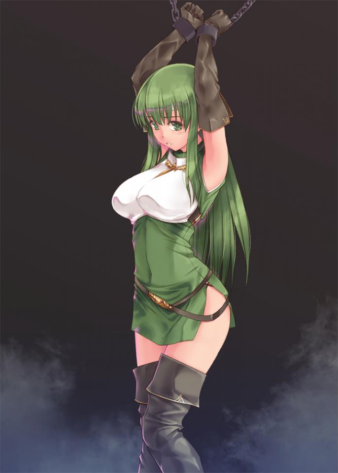  [Suspension ,Handcuff,Japanese Anime,Front hands hang,Over the knee boots]