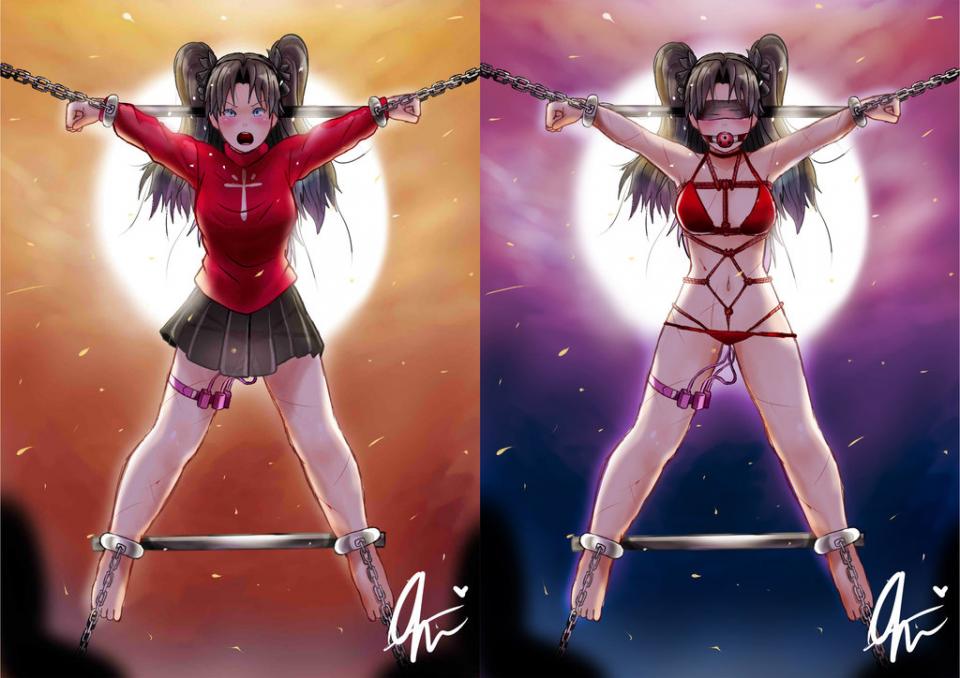 有些奇怪的fate [Tortoise shell tie,Suspension ,Gag,Handcuff,Japanese Anime,Anklet,Blindfolded,Rin Tohsaka,Pocket Vibrator]