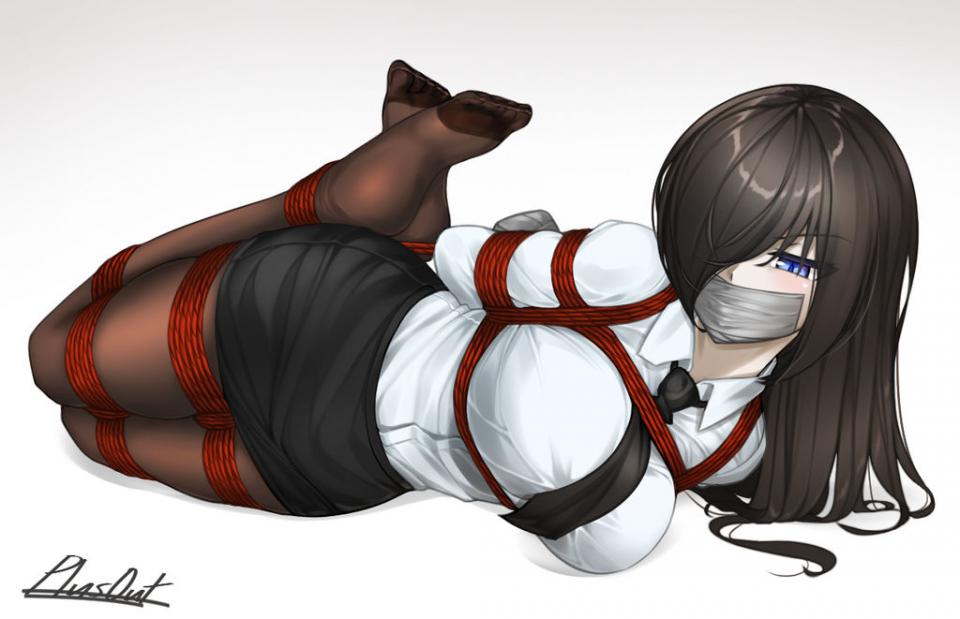 动漫绳艺 [OL/secretary,Pantyhose,Gag,Japanese Anime,tape bondage]
