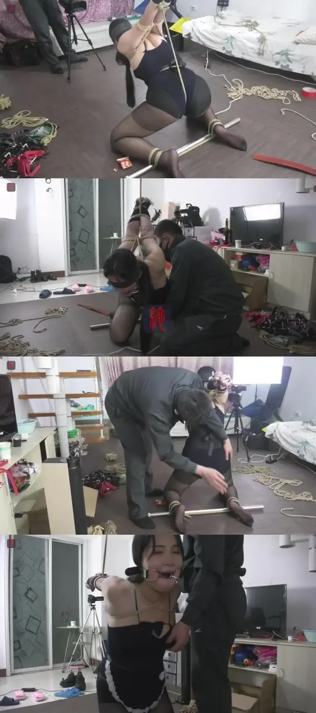 丰满小绳奴雨涵，女仆装、黑丝，直臂后手分腿固定，跪姿、勒阴半吊，口枷、蒙眼，SP、TJ，深度游戏、蹂躏(敬告：因网络原因，暂时无法上传视频到本站保管库，请购买本帖到朋友选择网盘链接下载。) Yuhan wears a maid uniform and black stockings for straight-arm restraint, leg spreading, kneeling suspension by the crotch, a ball gag and blindfold, spanking, tickling and intense bondage training.