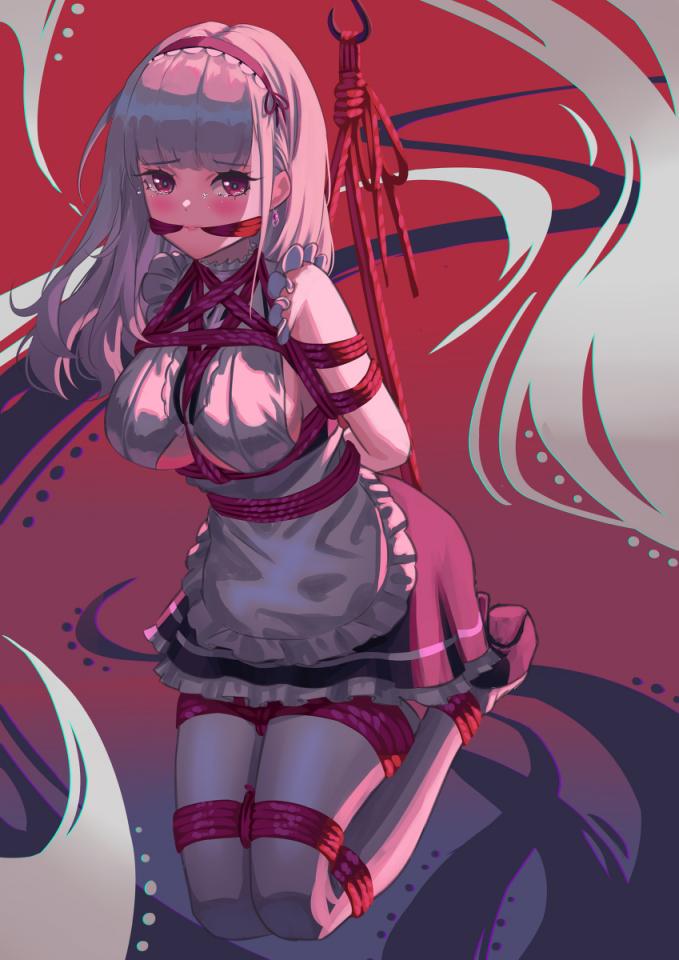  [Maid,Hogtie (Lying on stomach),Suspension ,Gag,Breast bondage,Japanese Anime,Emilia]