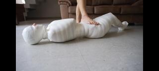 Microfoam mummification Sangini mummified in microfoam tape thencsome breathplay