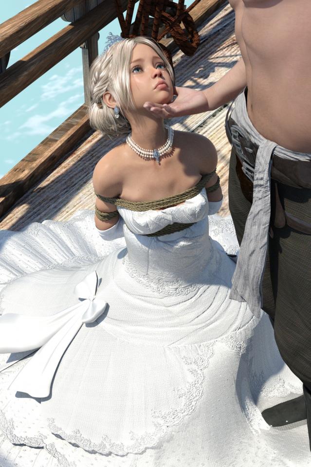 美丽公主被怪兽绑架了 - 作者：Yuki [日式反绑,礼服（婚纱）,胸缚,日本动漫,3D画]