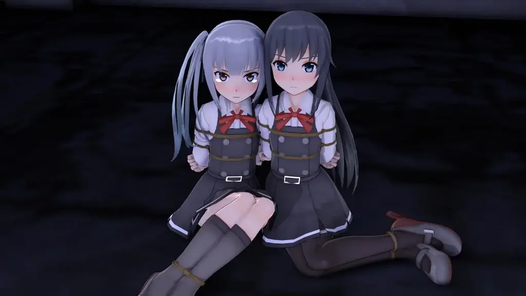朝潮&霞、拘束 - 作者：maru 的赞助 [Boxtie,Pantyhose,Sailor suit,Breast bondage,Japanese Anime,England student uniform,3D CG]