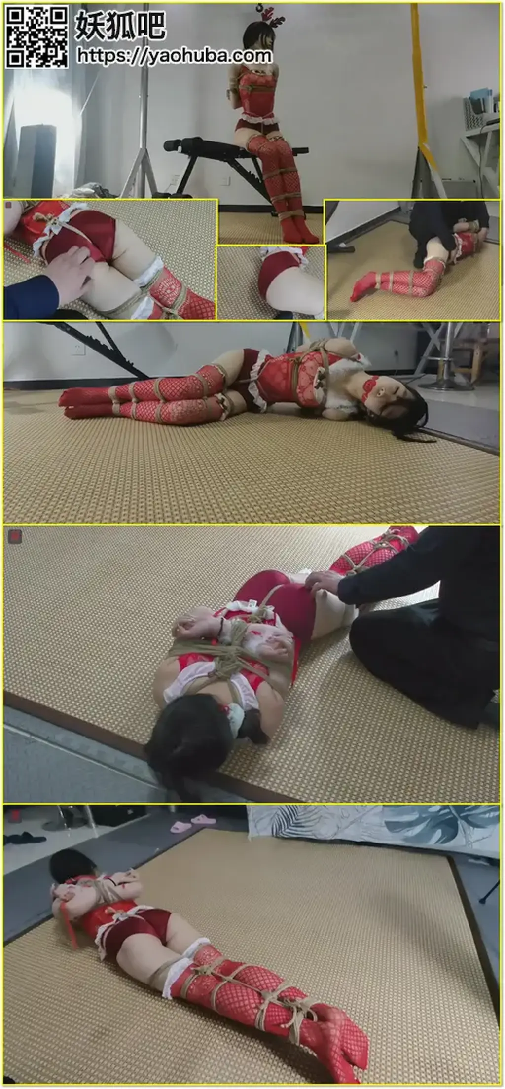姗姗来迟的“新年”礼物：萌呆美少女小呆的另类圣诞节第一集——猫性美少女、渐入佳境的奴性，网袜、圣诞情趣装，曼妙胴体的性感捆绑、极尽羞辱的游戏 An adult cute-girl roleplay with catlike character, fishnets, Christmas clothing, bondage and humiliation.