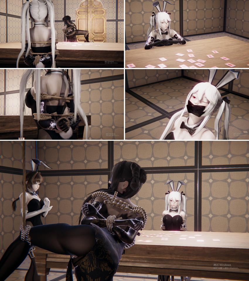 【胧月工坊】 赌局人生 预览 - https://www.yaohuba.com/group_pics.php?id=58765 [Pantyhose,Rabbit ears,Suspension ,Gag,one-leg suspension,3D CG,Lesbian]