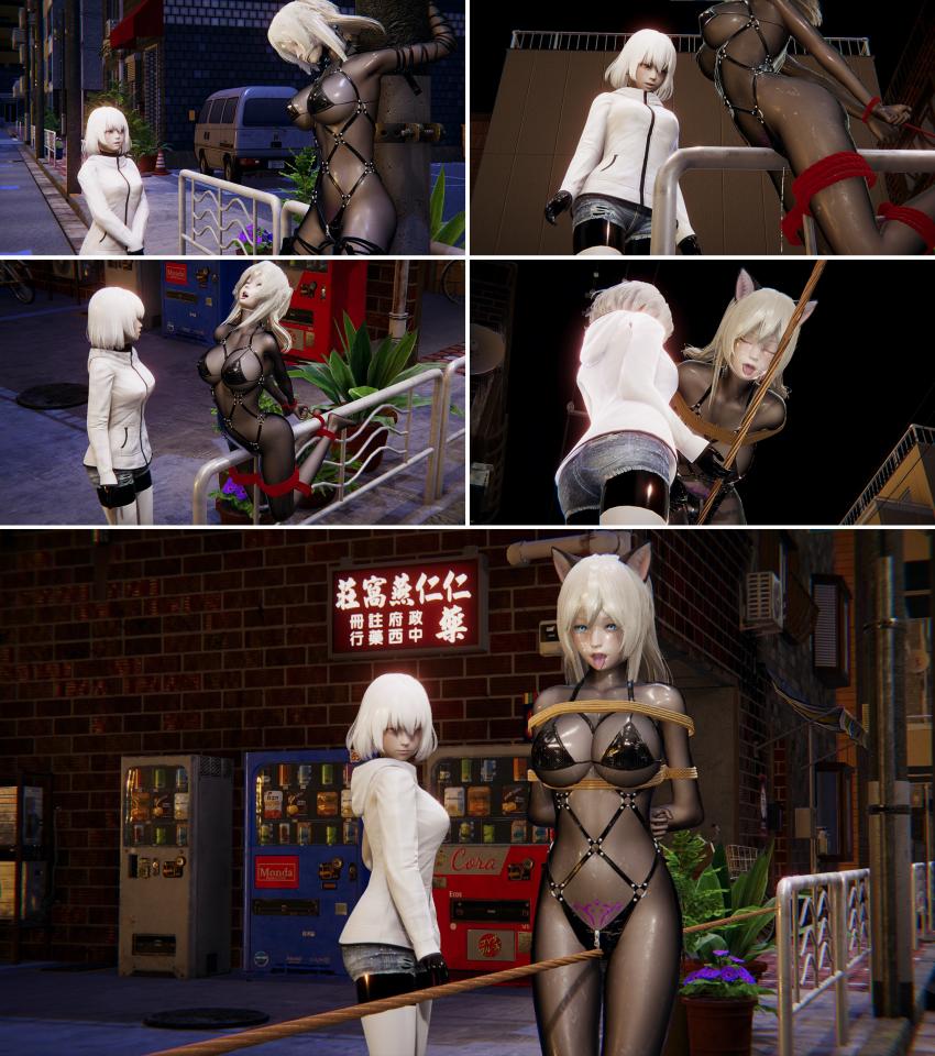  [Pantyhose,Necomimi,Tortoise shell tie,Gag,Breast bondage,latex bodysuit,3D CG,Chinese Female,Strait jacket,Crotch rope tie,Chinese Anime,Bound arms behind,Coma,Lesbian,story rich,Rope Walking]