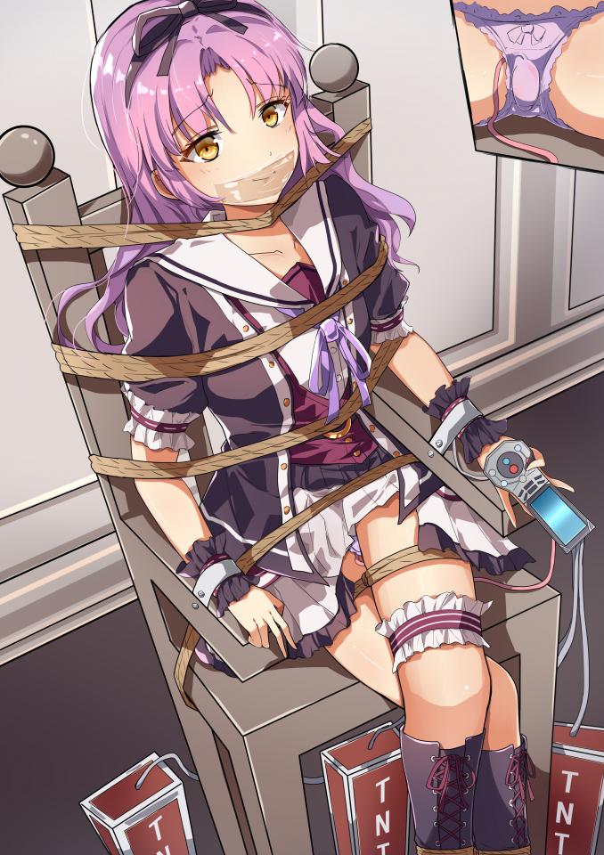  [Gag,Japanese Anime,tape bondage,Pocket Vibrator,Viberator,Bound on chair]