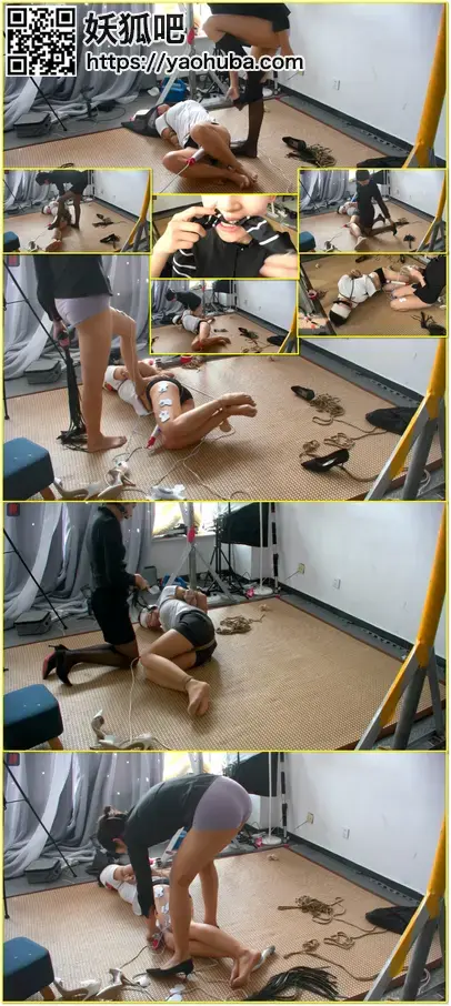 瑾瑜虐菲菲第二拍第二集：黑白OL，双女内衣TJ游戏，脱裙脱袜、鞭打、强高、原味、TK、强高、电击，花样百出虐小奴，瑾瑜女主风采新高峰 An adult double-woman office-lady domination scene with underwear training, skirt and sock removal, whipping, orgasmic play, tickling, and electric stimulation.