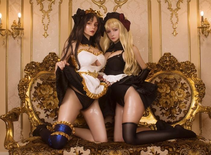 [欧美百合cos]Nikachi-Fate Duo - 伊什塔尔和埃列什基伽勒的百合cos [丝袜,欧美佳丽]