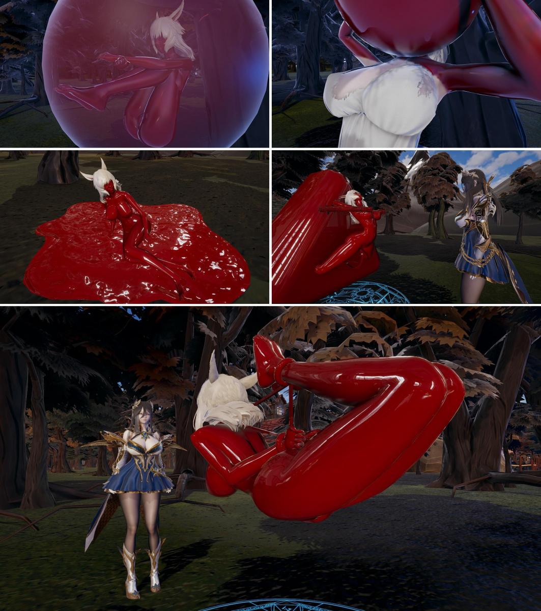 【胧月工坊】兽耳奴隶和鬼畜魔女 乳胶 全包面罩 胶衣  紧身衣 囚禁 魔女  拘束 丝袜  中文剧情 - 兽耳奴隶少女想方设法逃出了奴隶商人的手心，但最终还是落入了魔女的手中 [情趣（乳胶衣）,3D画, 剧情向]