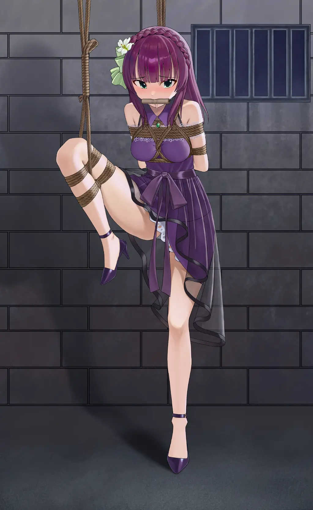 赚点金币_(:з」∠)_ [Boxtie,High heel,Japanese Anime,one-leg suspension,Gown,Bit gag,捆绑]