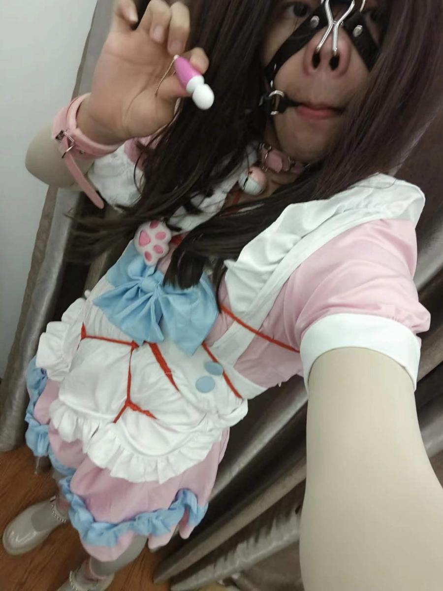 伪娘女仆捆绑 [Maid,Tortoise shell tie,White Pantyhose,LGBTQ,Chasity ,Buttplug,Movie/TV Series,Ball gagged]