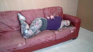 1029 Princess in Purple Turtleneck and Tape Princess has had a great night out. But just needs one more thing to finish it off. Being taped up!<br><br>Wearing a purple turtleneck and her sparkly silver ballet flats and short shorts to show off her tattoos she start the taping process
