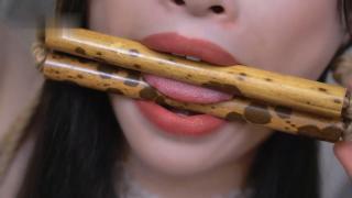 王竹子 【SM调教小道具体验分享】竹子亲手做的竹子口枷！  片名：【SM调教小道具体验分享】竹子亲手做的竹子口枷！ <br>女绳师王竹子作品
