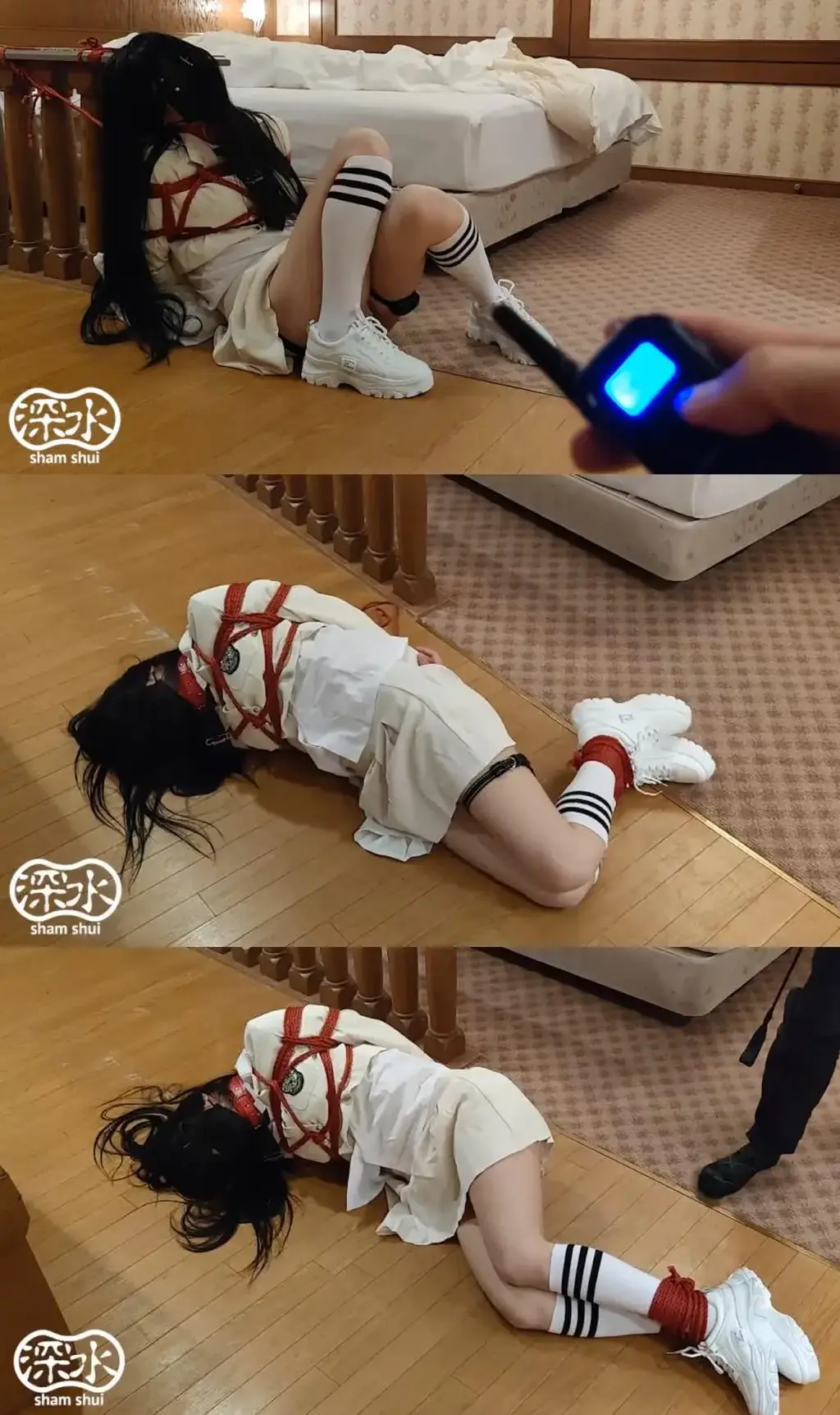 女装セーラー服緊縛ＳＭプレー 林子菌 视频 白ブレザー制服女子が縛られてムチ責めや電気責めに遭う(N子) 【oblivious】