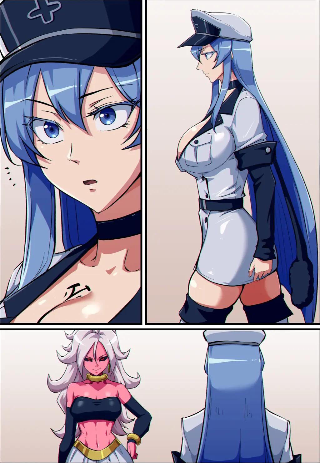 アカメが斬る! - エスデス / 人造人間２１号 │Red Eyes Sword: Akame ga Kill! - Esdeath / Android 21│+ポケモン - シロナ│Pokémon - Cynthia │ - Khear
故事1：粘液人使用发情射线误伤自己，假装变成饼干被吃后夺舍美少女
故事2：误入实验室后被自己的复制体顶替
