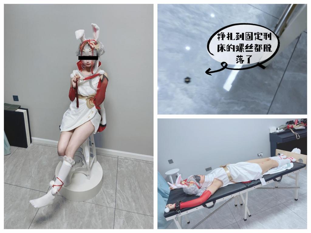 [咕咕原创] [Gugu0815] Torture Bed Driver 4: Gongsun Li Cosplay Full-Body TK and Tickling Execution 和糖糖聊天的过程中了解到糖糖还是个coser，还当过漫展嘉宾~那怎么能放过，以后可以拍cos系列的了~！<br>立刻翻箱倒柜，找出一套王者荣耀里祈雪灵祝公孙离的c服给糖糖~<br>专业coser就是不一样哈，对自己要求很高，妆造就弄了三个小时，突然感觉这套c服都配不上糖糖的努力了....<br>不过三小时的付出是值得的！虽然给糖糖累个半死，不过出来之后发现效果真是好啊~<br>虽然你化妆很辛苦，不过还是要给你带眼罩的嘻嘻嘻（浪费美瞳了），不过为了“报答”糖糖的辛苦，我也会超~级认真的仔细挠痒糖糖身上每一寸痒痒肉哦~<br>------------------<br>内容就很简单，挠痒！全身挠痒！无论是白丝足底、白袜小脚还是敏感的腋下、腰腹都不放过！用气垫梳猛刷腋下和脚底的感觉如何？无论怎么求饶都不会停下哦!要一直挠痒到小糖糖大脑烧坏为止~！<br>糖糖实在太怕痒了！！！被挠脚底就用两只白丝小脚互相遮掩，于是我就把双脚分开固定，让两只脚底无法互相遮挡。挠腋下的时候一直用手抓我的裤脚企图能延缓我的挠痒，但这一切都是徒劳的~有一次甚至把手腕从皮铐中挣脱出来了，不过没关系，我会狠狠压住她的手腕，把皮革手铐收到最紧，无论怎么挣扎都是徒劳的，糖糖拼命恐惧求饶“太紧了太紧了”..视频为证，糖糖挣扎到固定刑床的螺丝都脱落了！！！！<br>每一次糖糖反抗我都会更狠地折磨糖糖！用严厉十倍百倍的强度去猛烈TK糖糖每一寸痒痒肉！因为糖糖怕痒频繁反抗挣扎，几乎让我恼怒。我一把掀开糖糖的裙子，露出内内，猛烈TK糖糖大腿根！把手指伸进糖糖衣服里，直接TK她的腰部、小腹、大腿根~让糖糖求生不得求死不能。<br>因为糖糖腋下皮肤太娇嫩，我又挠的太狠，几下就皮肤泛红了。笨蛋糖糖以为这样我就会心软。但是我在糖糖腋下涂抹了精油，保护皮肤的同时还能让糖糖感觉更痒，TK更丝滑——相信我，再这样高强度的TK下，如果不涂油保护的话，一定会对皮肤造成损伤的。而涂了油就可以长时间、肆无忌惮的连续挠痒而不用担心受伤。<br>我本来不想下这种狠手猛烈TK，毕竟妆容精致的糖糖太狼狈我会心疼。奈何糖糖太怕痒，总是反抗，我只能用更猛烈的TK告诉糖糖一切都是徒劳的，她只能接受这绝望的TK地狱。每一次微小的反抗都会招来与之不符合的高强度TK惩罚。<br>不知不觉，强度就已经太高太高了。。。刑床都快被挣扎坏了！！被糖糖挣扎到咣咣作响。。<br>---------<br>服装：公孙离-祈雪灵祝cos 白丝<br>玩法：全身TK<br>道具：刑床、足枷、手指、气垫梳、润肤精油（在高强度TK中防止皮肤受伤）。<br>时长：52分21秒。<br>------------------<br><span style='color:#b0b0b0;'>[Hidden text will display after purchase]</span><br>定拍QQ3135427957，欢迎妹子体验~