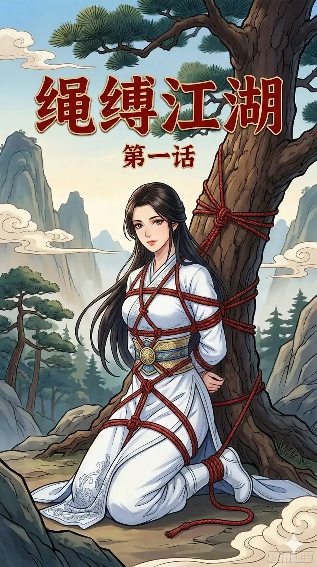 绳缚江湖第一话 - 新写的剧本的第一话内容，三十页的完整剧情，讲的是含冤入狱的千金苏卿被女侠林晚晴救了但是得罪了女神捕冷如冰的故事，之后还会引入新的人物和剧情。最近我在学着做比较正规的封面，也发出来让大家看看。另外我在这里和那个一直盗我号的哥们儿说一声，我不知道你怎么知道我密码的，但我不想改密码，太麻烦了，你也别再登陆了，你每次登陆都会给我发验证码的，你没有验证码又登录不上，你以前一个晚上试个一两次我就不说什么了，你昨天晚上试了一晚上，不管怎么说熬夜肯定不好啊，我这两个月生图上瘾天天作图我都不熬夜。