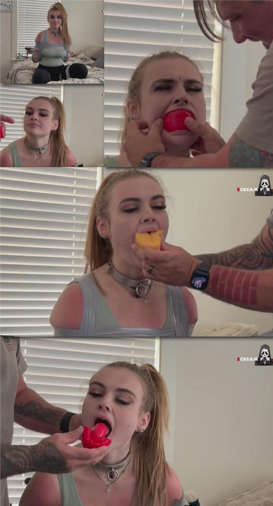 Real World Gag Testing 片名：Real World Gag Testing<br><br>Ever wonder what studios and Hollywood are using ineffective gagging techniques? New put multiple styles through the test with Caitlin, who as you know by now, won’t sit in silly fakery. Not her bindings and not her gagging - ever.<br>So I taped her up TIGHT (with a new sort of tape!) in a reverse prayer box tie, and her legs in frigate position, then get to work.<br>Here are the tests in order:<br>1 tape strip<br>2 Over The Mouth (OTM)<br>3 Over The Nose (OTN)<br>4 Cleave gag<br>5 Wraparound tape gag<br>6 Ballgag<br>7 Ballgag wraparound<br>8 Mouth packed wraparound<br>9 Multi Layered gag (packed, wrapped, and OTM)<br>10 Vetwrap/Coban<br>11 Silicone tongue trapper from Bondage Webbing<br>Once the test is done, I couldn’t let her get away that easy with the test.<br>So I left her taped up and heavily gagged to try to get away.<br>Cause y’know - brat taming and she deserves it !<br><br>有没有想过电影公司和好莱坞正在使用哪些无效的束缚技巧？凯特琳（Caitlin）对多种风格进行了测试，如你所知，她不会接受愚蠢的假象。无论是束缚还是束缚，她都从不接受。<br>于是我用一种新型胶带把她紧紧地绑起来（采用一种反向祈祷盒式绑带），并让她双腿呈护卫舰姿势，然后开始工作。<br>以下是按顺序排列的测试：<br>1个胶带条<br>2 口上（OTM）<br>3 鼻上（OTN）<br>4 劈开式口塞<br>5 环绕式胶带封口<br>6 球棒<br>7 球衣包覆<br>8 口式包装环绕式<br>9 多层堵塞（打包、包裹和OTM）<br>10 维特裹/科班<br>11 来自Bondage Webbing的硅胶舌部捕捉器<br>考试结束后，我不能让她这么轻易地就通过了考试。<br>所以我任由她被胶带封住嘴巴和喉咙，试图逃脱。<br>因为你知道——她值得被驯服！