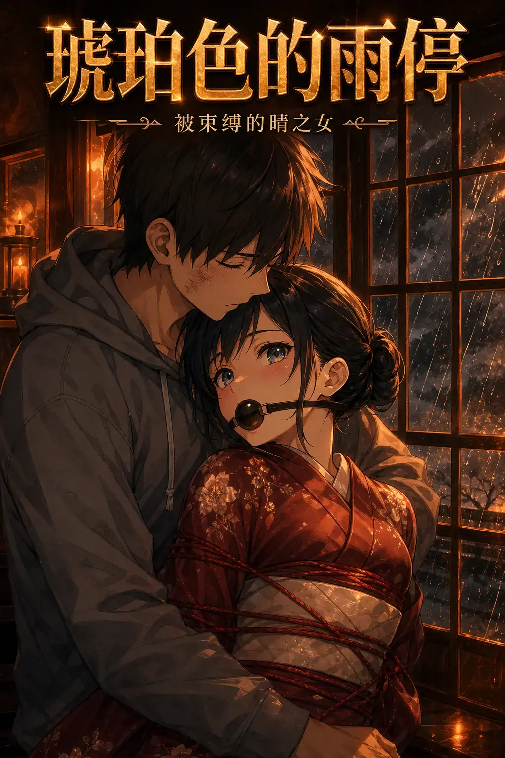 《琥珀色的雨停——被束缚的晴之女》 - 雨夜古宅，少年用红绳黑球将阳菜占有，极致束缚中爱意沉溺。