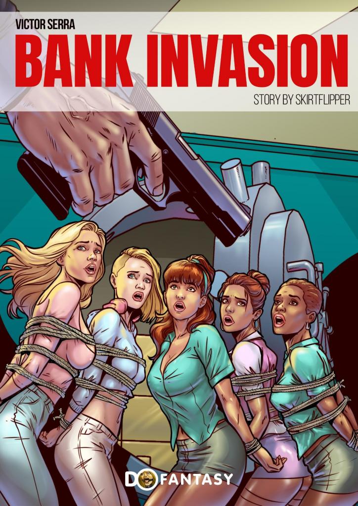 【中文翻译】Bank Invasion - (前3图为预览 the full collection begins with the 4th image)
Victor Serra
《银行入侵》在宁静的普莱瑟镇，害羞的银行职员杰克终于鼓起勇气，去接近他一直痴迷的美丽出纳员安珀——可就在这时，四名蒙面劫匪突然闯入并彻底夺走银行的控制权。原本只是高风险的抢劫，很快就变成了对所有在场者的赤裸、无底线的支配。劫匪以冷酷的强势掌控一切，把工作人员和顾客当作他们个人的玩物，来度过一个充满极度情色娱乐的下午。傲慢的银行经理安娜被剥去束缚衣物，被紧紧捆绑起来，并在劫匪强行粉碎她的反抗过程中遭到不断的使用。身材丰腴的年轻出纳员玛丽娅、温柔的安珀，以及惊