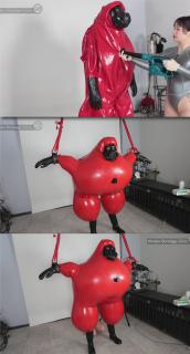Red Inflatable Suit Bondage and Anal Play! 片名：Red Inflatable Suit Bondage and Anal Play!<br><br>这个是男M片，请喜欢此类的朋友购买，谢谢<br><br>Hinako breaks out the red inflatable suit for the first time in a while. She ties his hands and fucks with his asshole standing up.<br><br>Hinako 许久以来首次穿上了那件红色充气服。她绑住他的双手，然后站着用那东西摆弄他的肛门。<br>
