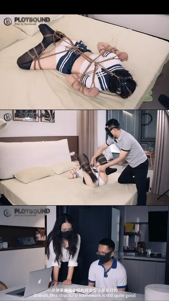 【PlotBound】女神老师不可能这么白给1:再遇8年前那个把初入社会的她绑起来送给领导玩的渣男前男友（精品剧情，详情入内查看） 如果喜欢我的作品，可以点击上方头像位置的“关注我”，以便及时收到每一次的更新提醒。<br><br>时长：00:53:03<br>大小：2.27G<br>分辨率：1080p<br>字幕：中文语音 中英文双语字幕<br><br><br>本期剧情简介：<br>王伟马上就要高考考了，因为在班上的成绩很不错，班主任陈玲对他抱有很大的期望。而且，班主任陈玲陈老师刚好跟王伟家住在同一个小区，所以经常来王伟家给他补补课。这天，王伟在电梯里遇到一位新邻居张超，这人居然在看一个女孩被捆绑着逗弄的视频，二人认识后张超把视频发给来王伟。王伟回家后迫不及待的看了。视频很短，但却非常吸引王伟，视频的内容一整天都在王伟脑子里转，以至于王伟在补课时心不在焉，被陈老师给批评了。随后，陈老师接了个电话，却是一个她十分痛恨且一直在躲着的人。然而今天却被他找到，不得不去他家。到他家后，陈玲与他进行了激烈的言语交锋，但因为被他抓着把柄，最终不得不同意再陪他玩10次捆绑游戏。而他今天就要玩一次，陈玲老师虽然很气愤很无奈，却也只能让他绑。而当陈玲老师8年后的今天再次被这个人用麻绳绑时，不由自主的回忆起8年前那次被他绑着送给他领导玩的经历，那一天至今仍如噩梦般的刻在她脑子里。<br><br><br>本期内容概要时间线：<br>1.	00:00-06:00<br>班主任陈玲老师在给王伟补课，给他批改英语作文，以及讲一些语法知识。过程中王伟内心独白讲述了他和陈老师的背景和现状，以及描述了他表面上对陈老师很尊敬，内心却把陈老师当成女神。同时描述了他和新搬来的张超的相遇；<br>2.	06:00-14:00<br>王伟回想今天张超给他发的视频，里面的一个女孩四肢都被对折绑着，被视频拍摄者各种逗弄。女孩明显不太情愿，却又非常勉强的按着视频拍摄者要求的去做。<br>3.	14:00-15:40<br>画面回到补课的现场，陈老师正在讲着语法知识，王伟却在走神回忆，贝陈老师发现后挨了一顿批评<br>4.	15:45-18:25<br>陈老师接到电话，一番对话后，陈老师如坠梦魇，靠在墙上的身姿显的身心疲惫，手足无措。之后，跟王伟打声招呼说家里有事便先走了。<br>5.	18:26-22:33<br>陈老师来到张超家，与张超进行了一番非常不友好的对话，最终还是妥协同意陪他再玩10次捆绑，不过也提出了禁止的条件。（这一段对话还引出了8年前当初发生的事情，以及陈老师为什么会来到这里，以及张超是怎么再次知道陈老师的联系方式的）<br>6.	22:34-24:57<br>张超开始捆绑陈玲陈老师，捆绑过程中陈老师内心独白描述了她和张超从相识开始的过往，最终引出了8年前那噩梦般的一幕<br>7.	24:58-30:42<br>8年前的那天，张超把她手脚都绑起来，眼睛蒙上，嘴巴也堵上了。陈玲原以为只是两人之间玩玩，哪怕心里不愿意，但因为怕张超不高兴，所以也勉强的接受了。但是，却没想到张超跟他说他们公司一个领导吴总也喜欢玩捆绑，要让陈玲陪他领导玩一下，而且他已经让吴总在家门口等着了，说完便离开出去喊吴总。而陈玲嘴巴被堵住，全身被绑在一起，根本没法拒绝，只能用力的挣扎。几分钟后，陈玲终于把那根连接她手脚的绳子挣扎开，然后门口却传来了张超和他领导对话的声音。通过对话得知，那个领导根本不知道她是不同意的，因为张超跟说吴总是他让陈玲故意多挣扎一点的。随后吴总让张超在外面等着，他自己进入了房间。<br>8.	30:43-41:20<br>吴总进来后，陈玲不断的挣扎和哀嚎想要逃离，然而吴总却以为是她故意在挣扎以满足他的喜好。之后，她在挣扎中被吴总紧紧的勒了一根股绳，然后被拽着股绳在床上跪行。随后吴总又用一根绳子把她头部的铁环跟股绳连接在一起，让她只能抬着头在床上爬行，爬行的过程中还被鞭打和挠脚心。最后，吴总又把她绑成一个像青蛙一样的十分难受的姿势，然后居然说让她自己这样先“享受”，便离开了，还让张超开车送他回家，丢下陈玲一个人被绑成那种痛苦的姿势在那无用的挣扎。<br>9.	41:20-46:55<br>被丢下的陈玲一个人在床上十分难受的挣扎着，却完全无法逃离。<br>10.	46:56-50:31<br>附录一：另一个广角摄影机位以仰视的角度拍摄的最后的挣扎部分过程。<br>11.	50:31-53:02<br>附录二：结束后的花絮，拍摄结束后部分解开绳子的过程，Echo这次被绑的真的是苦不堪言。<br><br>更多作品请在站内搜索PlotBound
