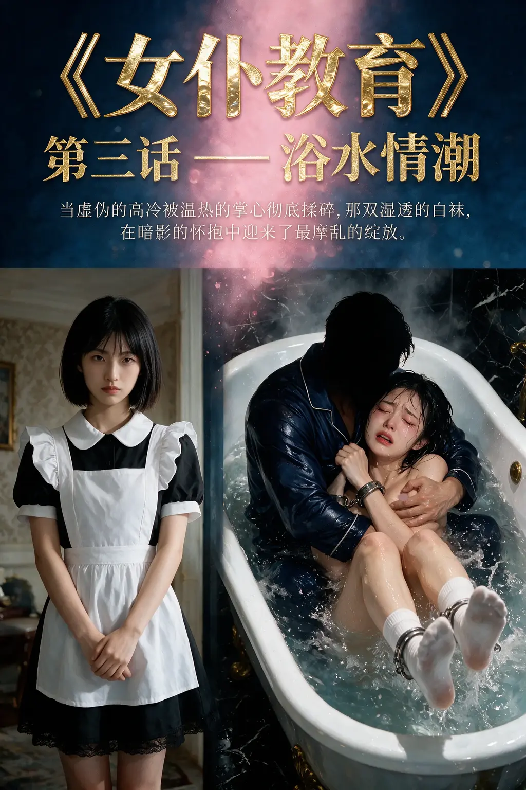 《女仆の教育》 第三话   裸裕 揉胸  镣铐 呻吟 水下高潮   - 注意：故事在5-30张之间，其余为制作余图，感谢支持。交流和定制请到工作室主页查看私信联系 [Chinese Female,Chinese Anime,story rich,Feet fetish,控制,Grab breast,镣铐,Princess carry,kiss]