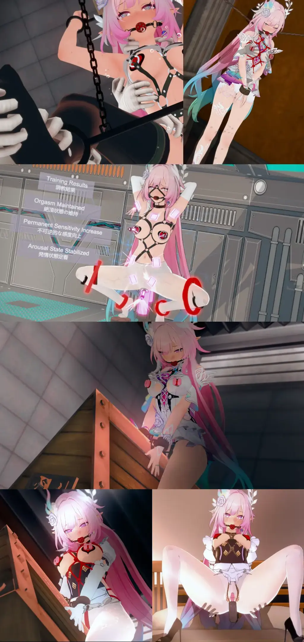 【3D】奴隶少女的训练日记01-----美好的一天当然是从感度开发开始啦????~ - 视频版本已经发布，请前去我发布的视频内查看（也可以搜索栏直接搜标题的视频版） 
关键词：拘束/捆绑/紧缚/调教/放置/惩罚/BDSM 
1.捆绑拘束+感度开发+羞耻姿势
2.开腿训练+超级炮机+强制高潮
3.三角木马+玩具折磨+监禁放置
4.绞刑掐脖+后面注入+奴隶调教
5.M字开腿+飞机杯化+爆炒游戏