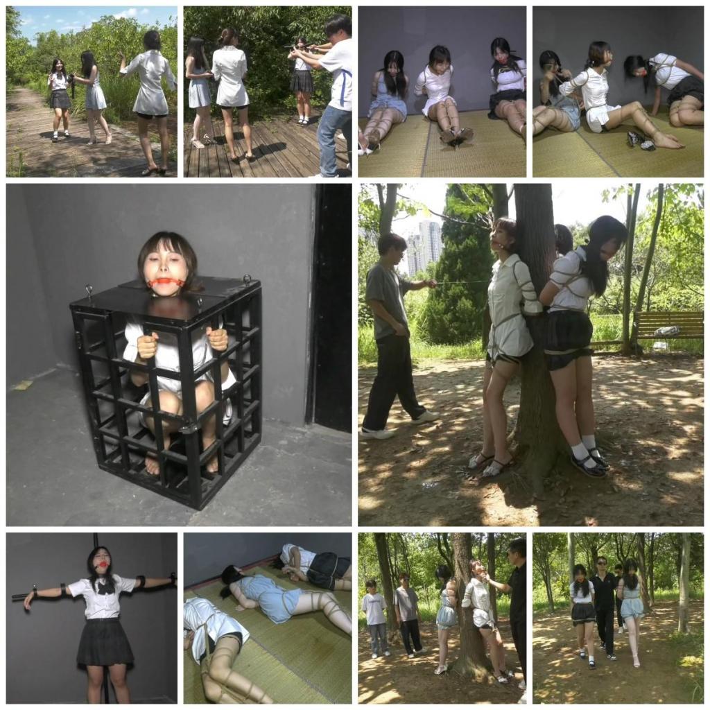 定拍转公映《踏青惊魂记》 三名女大学在野外踏青被人贩子绑架到地牢折磨转手卖给夜总会 经过授权发布。三名女大学在野外踏青拍照，不料被人贩子盯上，人贩子将她们三个捆绑后押解到他们的地牢看管。虽然被紧紧的捆绑着，她们三个为了能逃出生天，于是开启了自救，她们互相解开绳子，然后趁着看管不严溜出地牢，结果还是被人贩子抓住。人贩子为了惩罚她们，将她们禁锢在狗笼和十字架上禁锢，然后又被全身捆绑扔在床上让她们休养一下。第二天，人贩子将她们解开腿上的绳子，然后将她们押解到小树林里等待夜总会的人来交易。在等待的时候，防止她们逃脱，于是将她们三个捆绑在树上，不多时夜总会的人来到，夜总会的人对她们逐个验货以后非常满意，于是一手交钱一手交货，她们三个被贩卖给夜总会当陪酒女郎。<br>另外招聘模特，喜欢做模特拍片可以联系我们，QQ342642509