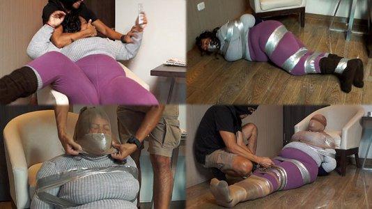 Desperate, tight, taped and hooded experience to Lorena Desperate, tight, taped and hooded experience to Lorena<br><br>Tonight, Lorena is home alone and freezing cold. Wearing a cozy turtleneck sweater, leggings that shows her gorgeouss legs, and long wool socks that warm her chubby feet, she decides to put on a second pair of socks while watching and reading the news about many missing girls. She's very worried about the situation, without imagining what will happen next! Her captor grabs her from behind, and no matter how much she struggles and pleas, she won't escape her fate! Immobilized with duct tape and with her hands covered in socks, her moans and begs will be silenced when he stuffs her beautiful lips with her own panties and many turns of tape around it, no matter how much she screams, moans, and begs, nothing will be understood. She'll struggle with all her might to free herself, but it will be useless. At this time<br>Lorena only be able to fall off the sofa and roll on the floor while her captor plays with her from every angle this beautiful and defenseless ebony offers the camera. But ah, ah, this predicament isn't over yet! she will be immobilized even further, this time with nylon hoods over her face, which only intensifies her desperation and increases her terror and fear of her captor! That takes advantage of the moment to wrap her legs and face in more nylon. Kicking and trying to scream, Lorena can only struggle, turn, and squirm until she's completely exhausted and unable to utter a sound through the gag and hood. Will she be his next victim? What will the captor whisper in her ear? Will she escape the situation or discover new, unforgettable, and intense sensations? Join the show and find out! Pd. It was a custom and includes an special BONUS moment of my chubby friend!