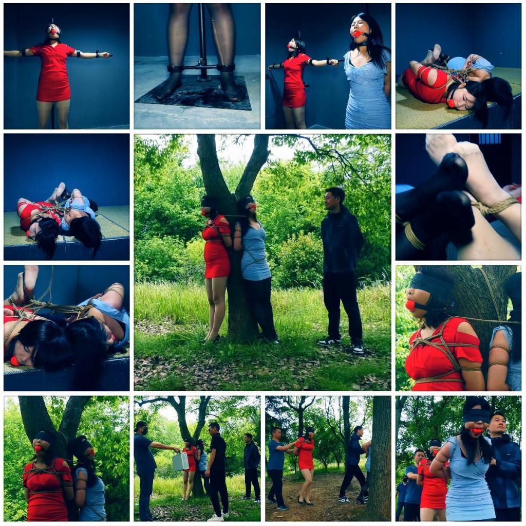 定拍转公映《绝境面试，血色圈套》 下集 逃跑失败的女大学生被抓回后禁锢在金属架和驷马捆绑囚禁在小树林里贩卖 经过授权发布。逃跑失败的两个女大学生被抓回来后禁锢在金属架上动弹不得，然后又被连体驷马捆绑在一起，还安排了专人看押。联系好了买家以后，将她们押解到小树林里捆绑在树上等候买家到来，买家到来以后对她们两个非常满意，于是一手交钱一手交货，两个女大学就被捆绑着买走了。<br>另外招聘模特，喜欢做模特拍片可以联系我们，QQ342642509