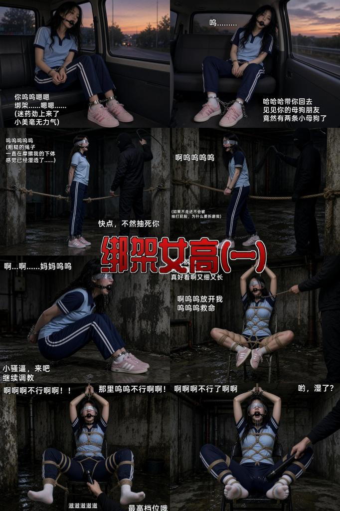 DID剧情大作:绑架女高(一) 清纯女高双双被绑架调教，口球铁笼走绳按摩棒多种元素！龟甲海老驷马M腿多重姿势！ - (图片中人物已成年)
今天是高考完返校的日子，我和暗恋了三年的女神小田今天就要分道扬镳了，好不舍得，我经常上课注视她裤腿处漏出的一小截白袜陷入幻想，如果能把她捆起来玩弄她都小脚……我经常就这样上课偷偷撸管……今天是最后一天了，她学习很好，而我学习很差，以后可能再也见不到了，所以我花重金委托艺束商店给我圆个梦，把小田捆好让我玩弄一天，哪怕一天都可以……
艺束商店是专业的绳缚组织，迅速制定计划绑架了小田，并先对小田进行了调教(口球，龟甲缚，海老缚，铁笼)，突然小田在艺校的同学小美打电话约她玩，竟有意外收获！就这样，小田和小美两个刚刚成年的美女准大学生被双双囚禁，小美被镣铐，戴上口球，被逼迫走绳 [龟甲缚,驷马,团缚/海老缚,中国女孩, 剧情向,恋足,震动棒,口球]